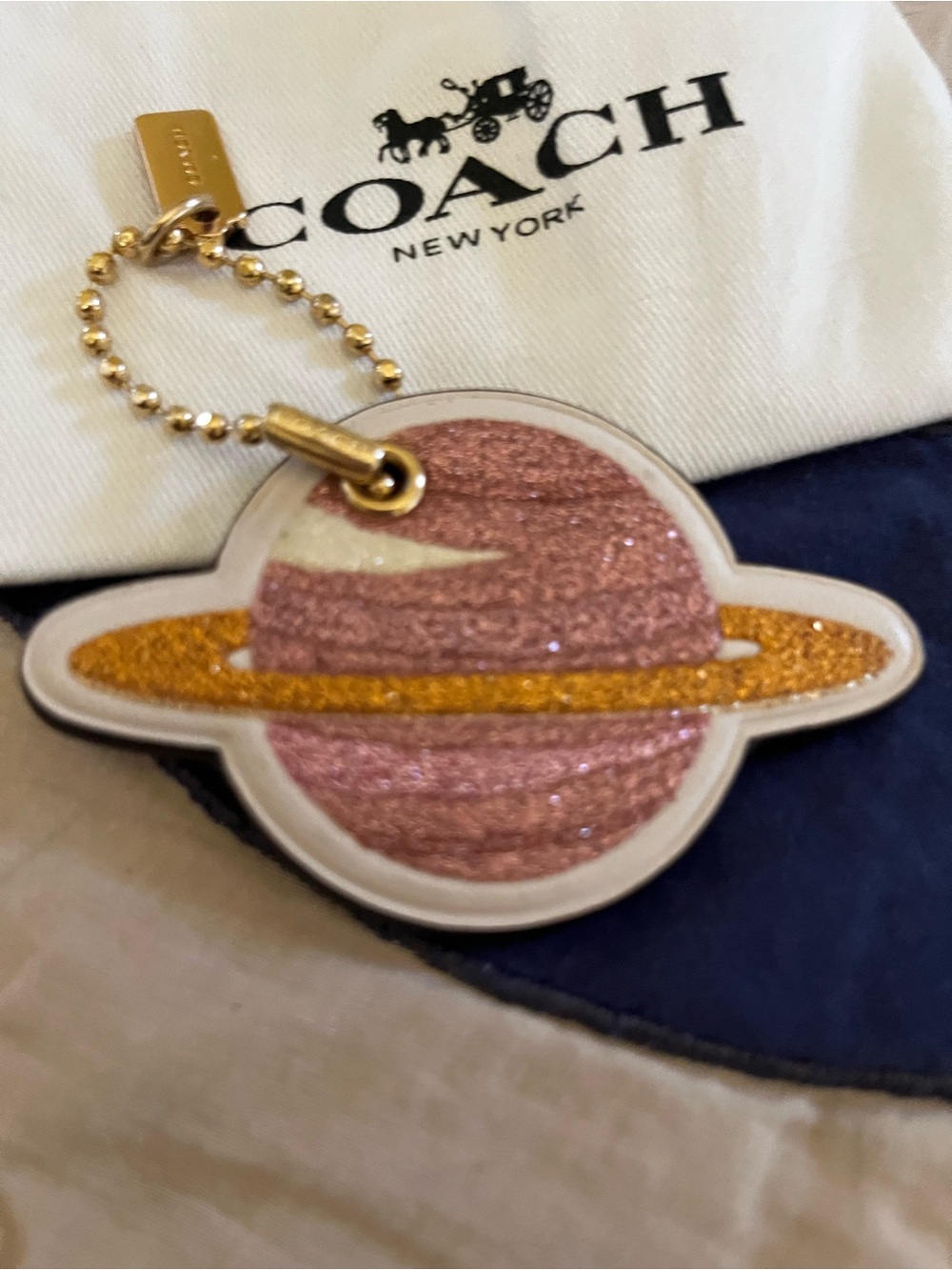 Coach Glitter Planet Bag Charm — Pink & Gold Accents - Picture 4 of 12